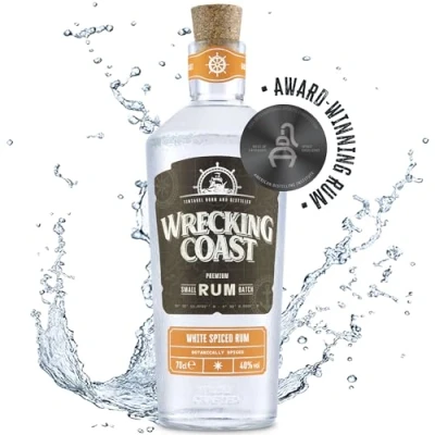 Image of Wrecking Coast White Spiced Rum Award Winning Premium Cornish Craft with Natural Spices, Perfect Gift, 70cl, 40% ABV