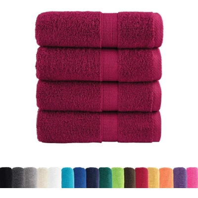 Image of vidaXL Premium Guest Towels SOLUND 4pcs Bordeaux 30x50cm 600gsm