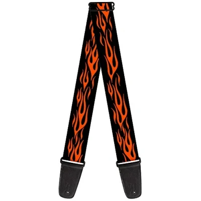 Image of Buckle Down Guitar Strap Flame Orange 2 Inches Wide