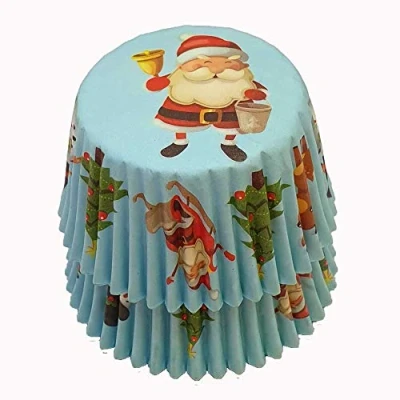 Image of Scrumptious 180PC Christmas Greaseproof Paper Cupcake Cases for Baking Santa Ideal Festive Muffins &amp; Cakes