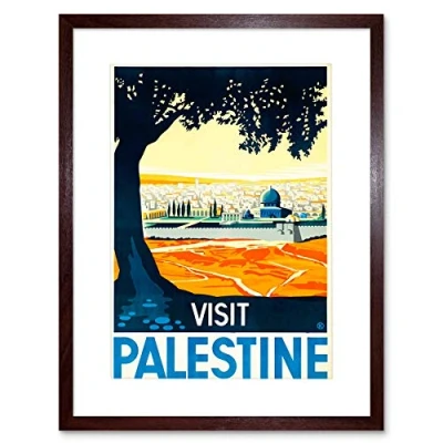 Image of Wee Blue Coo Travel Palestine Illustration Advert Vintage New Art Framed Wall Print