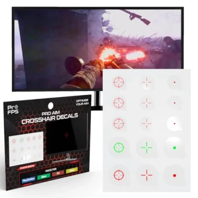 Image of ProFPS Fastscope Crosshair Decals: Pack of 15 Monitor Aim Stickers Quick Scope &amp; Aimbot for Gaming Suitable PS5 Accessories, PS4 Controller Esports PlayStation 5 Thumb Grips