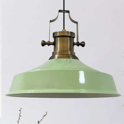 Image of bamyum Asletl Pendant Light Vintage Metal 40 cm, Lamp Shades Ceiling, Kitchen Lights Ceiling E27, Industrial Fitting for Living Room, Mint Green