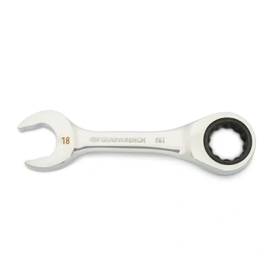 Image of GEARWRENCH 18mm 90 Tooth 12 Point Stubby Combination Ratcheting Wrench 86848