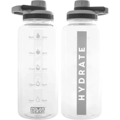 Image of Polar Gear 1.2L Motivational Water Bottle With Straw SK BPA Free Time Markings Running Bottle, Sports Reusable for Work, School, Cycling (Grey)