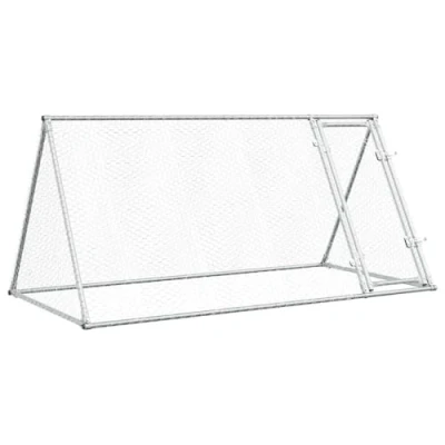 Image of vidaXL Chicken Cage Galvanised Steel Poultry Enclosure with Water Resistant Roof, Lockable Door, and Spacious Design, 200x105x91 cm, Silver