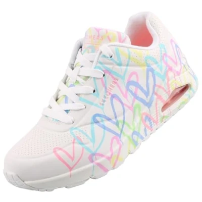 Image of Skechers Women&#039;s UNO Spread The Love Trainers, White Tã Rkis, 5 UK