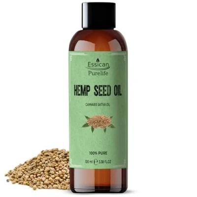 Image of Hemp Seed Oil 100% Pure Extract Cold Pressed Seeds Carrier Moisturizing for Skin Care, Facial Oil, and Hair Care Dogs 100mL
