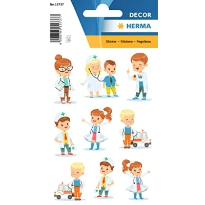 Image of HERMA 15737 Stickers for Children, Theo at Paediatrician, 27 Stickers, Paper, Matte, Permanent Adhesive Motif Labels Girls and Boys, Colourful