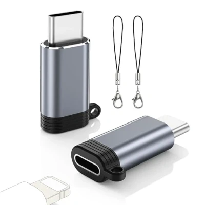 Image of MoKo 2 Pack Lightning Female to USB C Male Adapter, iPhone Adapter for 15/16 Pro/16 Pro Max/16 Plus, Galaxy S24, iPad Air/Pro, Charging/Data Transfer, NOT Audio/OTG, Gray