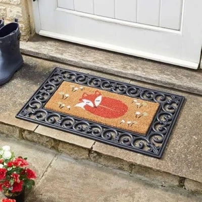 Image of Marco Paul Decoir Door Mat Mats Natural Look Slip Resistant Safe Anti Indoor Outdoor Use Durable Entrance Hallway Easy Clean Home Doormat Rug Front (Fox Hollow 53 x 23cm)