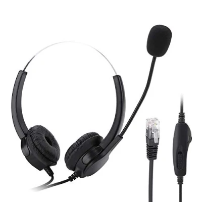 Image of Tiiyee Office Headset with Microphone, Wireless Phone Ear Pads Call Center Noise Cancelling Comfortable Wear for Calls and Music Deskphone Cell PC Laptop