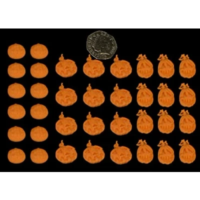 Image of 40 x 3D Edible Icing Carved Pumpkins Sugar Cupcake/Cake Decoration Toppers Halloween