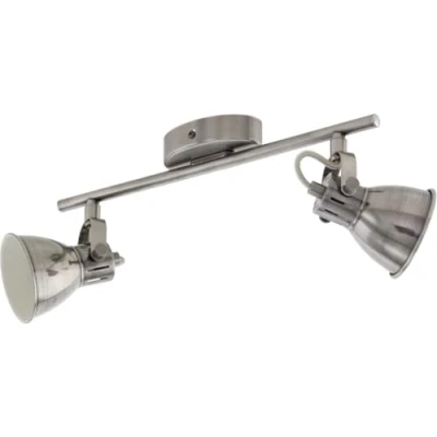 Image of EGLO Seras, LED Ceiling Light, 2 Bulbs, Industrial Metal Spotlight, Living Room Lamp in Antique Nickel, Hallway Lamp, Spotlights Including GU10 Warm White