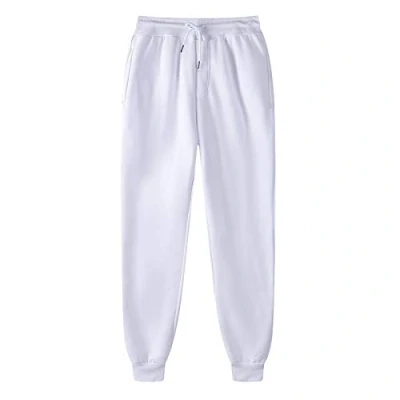 Image of Ladies Tracksuit Bottoms UK Womens Joggers Pants Elastic Waisted Sweatpant with Pockets Casual Active Workout Running Sports Trousers Jogging Drawstring White XL