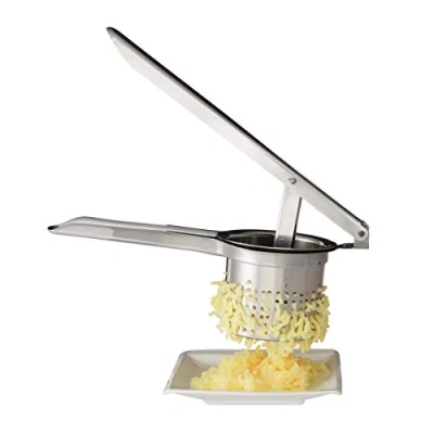 Image of Relaxdays Stainless Steel Ricer, Dishwasher Safe, Potato Masher, Noodle Press, Silver, 9.5 x 25.5 13 cm