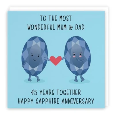 Image of Hunts England Mum And Dad 45th Anniversary Card To A Wonderful &amp; 45 Years Together Happy Sapphire Iconic Collection
