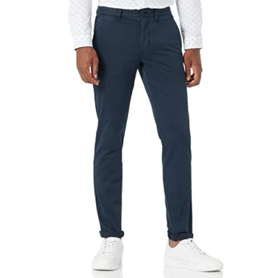 Image of Tommy Hilfiger Men Bleecker TH Flex Satin GMD Trousers Chino, Blue (Desert Sky), 28W / 28L