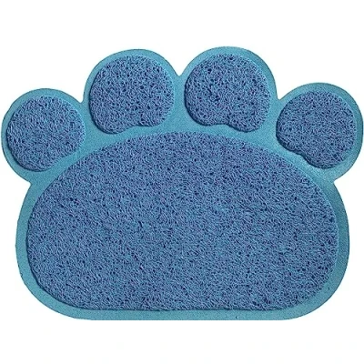 Image of Cat Litter Mat Non slip Pet Paw Shape Dog Puppy Kitten Dish Bowl Food Water Placemat 30 * 40cm (Blue)
