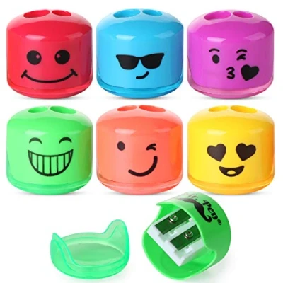Image of Mr. Pen Pencil Sharpener, Smiley Sharpener 6 Pack, Kids, for Colored Pencils, Sharpeners, Manual,
