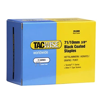 Image of Tacwise 0373 Type 71 / 10 mm Galvanised Black Upholstery Staples, Black, Pack of 20,000