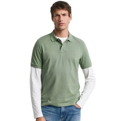Image of Gant Shield Piqué Polo Shirt Green size L