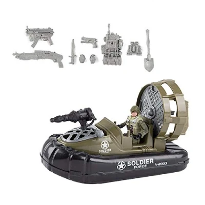 Image of UMKYTOYS Army Hovercraft boat With Soldier Speed Toys For Kids