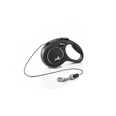 Image of Flexi New Classic Cord Black Extra Small 3m Retractable Dog Leash/Lead for dogs up to 8kgs/18lbs
