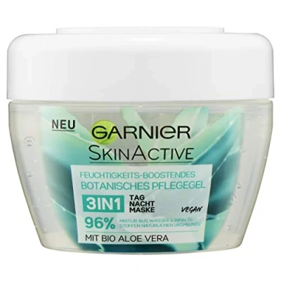 Image of Garnier 3 in 1 Day, Night Cream &amp; Mask with Organic Aloe Vera, Moisturising Botanical Care Gel, Intensively Moisturises, SkinActive, Pack of (1 x 150 ml)
