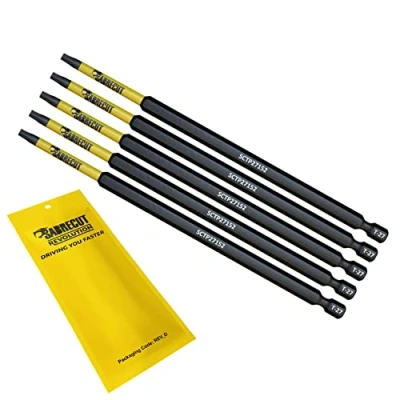 Image of 5 x SabreCut SCTP27152_5 152mm T27 TX27 Torx Tamper Proof Security Magnetic Impact Screwdriver Driver Bits Set Heavy Duty Compatible with Dewalt Milwaukee Bosch Makita and More