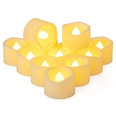Image of Yakpo 12 Pack 3.8cm x 3cm Tall Flameless Tea Lights Candles Battery Operated, Flickering LED Tealight Votive Electric Flicker Candle Light Fake Bulk for Halloween Wedding Christmas Decorations