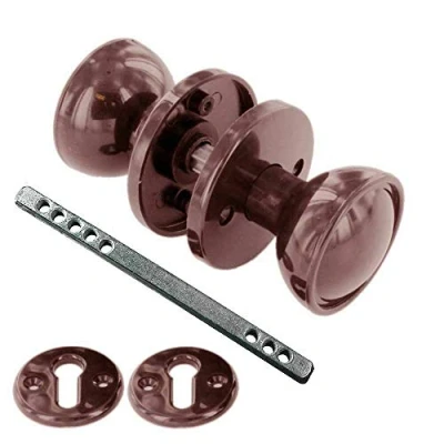 Image of Rim Door Knob Victorian Style Brown Knobs for Sheds &amp; Garages 50mm 1 Set