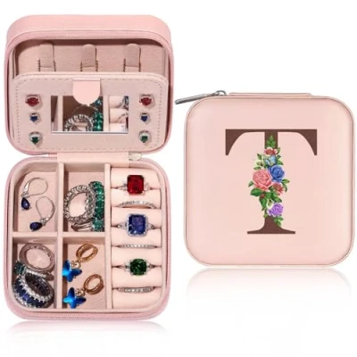 Image of TINGN Jewelry Boxes for Women, Jewellery Gifts Women,Travel Box, Travel Organiser, Case, Personalised Box T