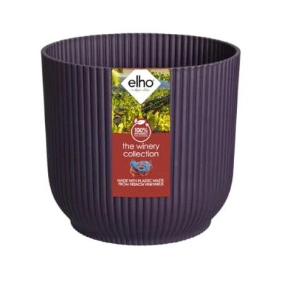 Image of elho The Winery Collection 18 Plant Pot Indoor 100% Recycled Plastic Ø 18.3 x H 16.8 cm Purple/Deep Purple