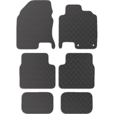 Image of Carsio Rubber Car Mats For Nissan Qashqai+2 2007 2010 Tailored Fit Floor Mat Set Complete Accessory Black Custom Fitted All Weather &amp; Heavy Duty, Anti Slip Backing with Clips