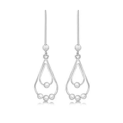 Image of Tuscany Silver Women&#039;s Sterling Double Teardrop and Ball Drop Earrings