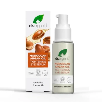 Image of Dr Organic Moroccan Argan Oil Eye Serum, Revitalising, Fine Lines, Mens, Womens, Natural, Vegan, Cruelty Free, Paraben &amp; SLS Certified Organic, 15ml