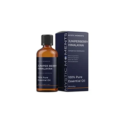 Image of Mystic Moments Juniper Berry Himalayan Essential Oil 100ml Pure &amp; Natural for Diffusers, Aromatherapy Massage Blends Vegan GMO Free