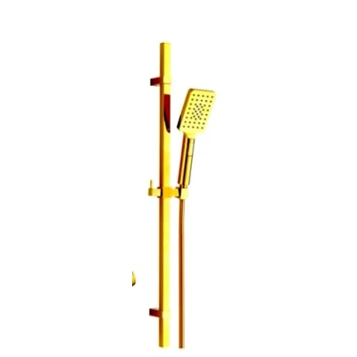 Image of Housler Titanium Square Shower Rail with Hose and Head. Adjustable Wall Brackets