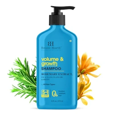 Image of Botanic Hearth Volume &amp; Growth Shampoo With Rosemary Extract, Cica, Ylang Oil Biotin Paraben Sulfate Free 5 in 1 Care for All Hair Types 16 fl. oz