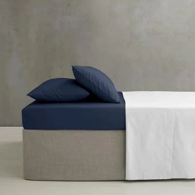 Image of Catherine Lansfield Easy Iron Percale Combed Extra Deep Double Fitted Sheet Navy Blue