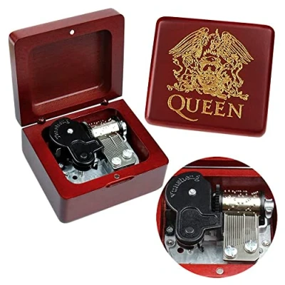 Image of Sinzyo Queen We Are The Champions Music Box Vintage Musical Boxs Gift For Birthday Valentine&#039;s Day Christmas Day(Wine Red Box)