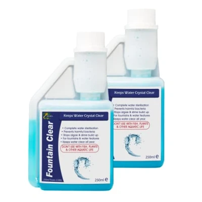 Image of Hydra Fountain Clear Water Feature Cleaning, 2x250ml Treats 15,000L Highest Dilution Rates, Cleaner Treatment Keeps Crystal from Algae, Green Water, Biofilm Build up