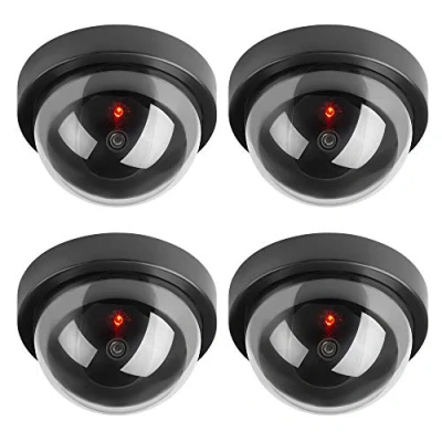 Image of Hengu Dome Dummy Fake Security CCTV Camera Simulation Monitor with LED Blinking Light, Outdoor Indoor Use for Homes &amp; Business, 4 Pack