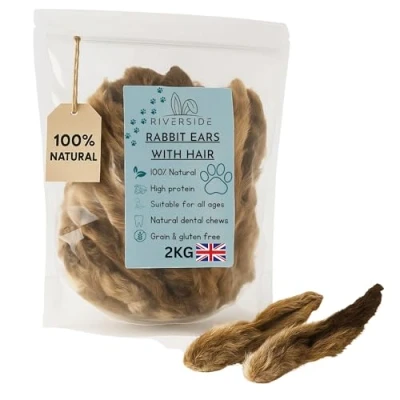 Image of Rabbit Ears Natural with fur Hair Hypoallergenic Dog Treat Chew (2Kg 100 220)