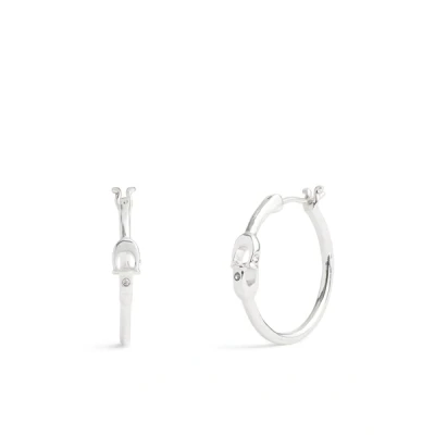 Image of Coach Silver Interlinked C Hoop Earrings