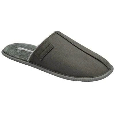 Image of DUNLOP Mens Mule Slippers Soft Faux Suede Fasux Fur Textile Comfy Cosy Slip On Warm Lining Outdoor Sole UK 7 12 (UK, Count Grey, 8)
