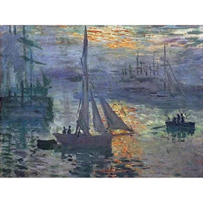Image of Wee Blue Coo Claude Monet Sunrise At Sea Old Master Painting Art Print Poster Wall Decor 12X16 Inch