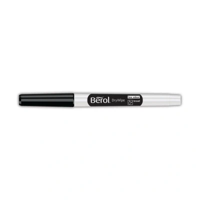 Image of Berol Dry Wipe Whiteboard Marker Pens Broad Tip Black Low Odour Ink 12 Erase Markers