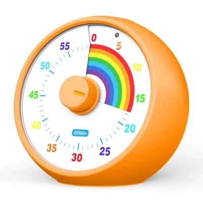 Image of Visual Timer for Kids, 60 Minute Countdown Classroom Office Kitchen, Desk Kids Time Management Tools with Silent Operation, Pomodoro Rainbow Pattern (Orange)